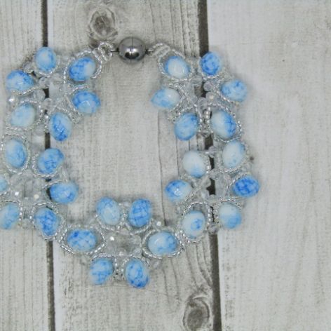 Bransoletka CANDY Blue, white and crystal