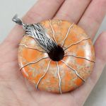 Jaspis cesarski i srebro - wisior - 