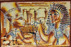 Papirus, Nefertiti i Tutanchamon, 60x40 cm, obraz, Oryginalny 100%, Egipt, papier papirusowy 40
