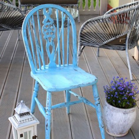 Błękitne krzesło, shabby chic, vintage