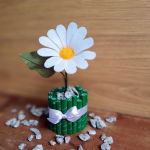 Margaretka - kwiat z filcu - zielona doniczka - null