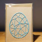 Kartka Wielkanocna - ręcznie haftowana - Pisanka turkusowa - Pisanka turkusowa