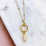 Naszyjnik z perłą naturalną srebro pozłacane - Naszyjnik z perłą naturalną
