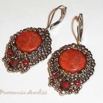 koral czerwony w ciemnym srebrze beading - 