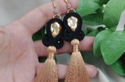 Soutache sutasz kolczyki beżowe szampańskie