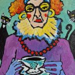 Obraz ręcznie malowany koci dwór - 