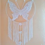 Łapacz snów handmade motyl średnica 60 cm - łapacz snów biały