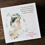 Pudełko na pamiątkę I Komunii Św. Dziewczynka - Personalizowane pudełko na pamiątkę Pierwszej Komunii Świętej dla dziewczynki cytat komunijny pamiątka komunijna