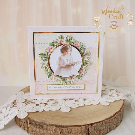 Kartka komunijna do koperty "RoseWine6"GOTOWA