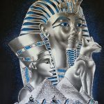 Obraz, 35x50cm, Tutanchamon, Nefertiti, Kot, Płótno Faraońskie, Egipt, 100% oryginalny 11 - 
