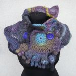 Szalik freeform crochet niebieski - 