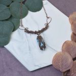 Miedziany naszyjnik wire wrapping z turkusem #500 - 