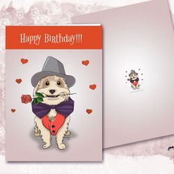 Autorska kartka urodzinowa z psem