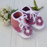 Trampki buciki biało lila - różowe - buty trampki