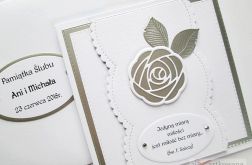 Kartka ŚLUBNA srebrzysto-biała