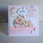 Personalizowana kartka na narodziny miś r ręcznie robiona - Personalizowana kartka na narodziny miś r ręcznie robiona