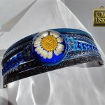 Daisy III - bransoleta z żywicy i rzemieni - 