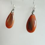 Miodowy agat botswana, eleganckie długie kolczyki, srebro - 