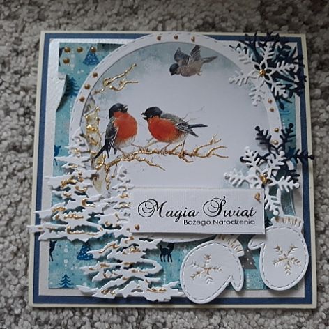 Kartka świąteczna z ptaszkami