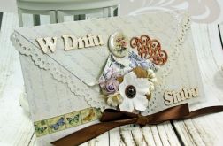 Kopertówka ślubna-motyle i kwiaty