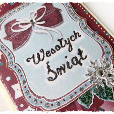 Kartka świąteczna z kokardą