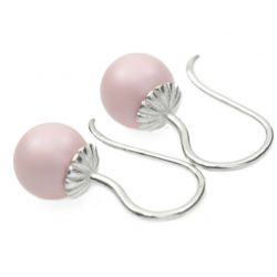 Kolczyki perełki Swarovski różowe, srebro 925