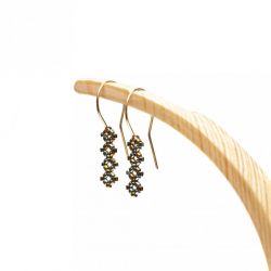 KOLCZYKI GEOMETRA EARTH RĘCZNIE SZYTE, SREBRO POZŁACANE 24K ZŁOTEM.