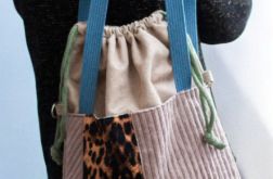 Torebka z kominem patchwork w panterkę