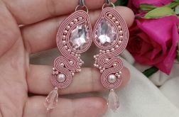 Soutache sutasz kolczyki zgaszony różowe róż