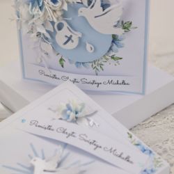 Kartka w pudełku dla chłopca na Chrzest Święty