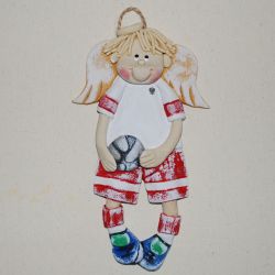 Będę piłkarzem - aniołek z masy solnej, prezent, dekoracja