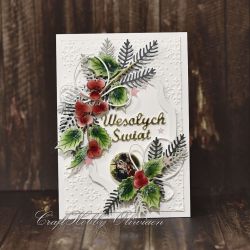 Wesołych Świąt - szopka z ostrokrzewem