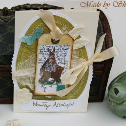 Kartka wielkanocna-oliwkowa wiosna rezerwacja