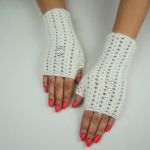 RĘKAWICZKI MITENK HANDMADE KASZMIR ECRU - 