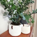 Koszyk 17x14cm,kosz do przechowywania,z paskiem skórzanym. - 