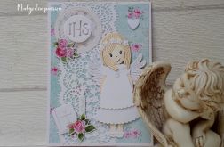 Kartka komunijna z aniołkiem