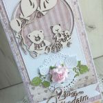 Kartka 3D chrzest 2 urodziny różowa GOTOWA - 