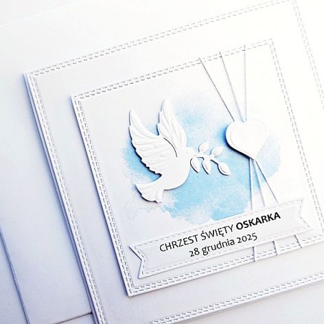 Kartka z gołębicą minimalistyczna na Chrzest