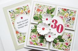 Kartka URODZINOWA z białymi kwiatami #1