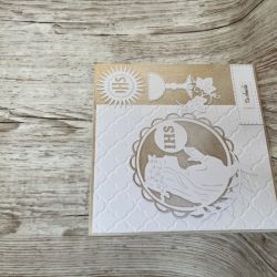 IHS Komunia św drewniana kartka scrapbooking