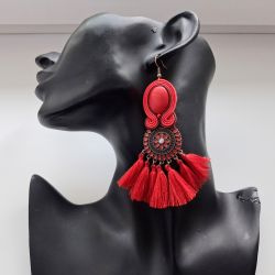 Red Tassels kolczyki sutaszowe