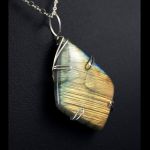 Srebrny wisior z labradorytem prosty - Labradorite Sterling Silver pendant, gift for her gift for mom perfect present for grandmother, unique artisan handcrafted jewelry for women