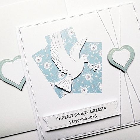 Kartka na Chrzest personalizowana z gołębicą