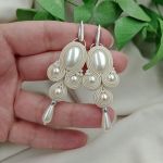 Ślubne kolczyki soutache sutasz perłowe ecru - ecru