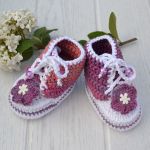 Trampki buciki biało lila - różowe - dla niemowląt