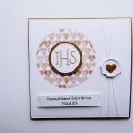 Kartka komunijna ręcznie robiona z serduszkami - Kartka komunijna handmade z serduszkami