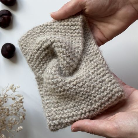 Opaska na głowę typu twist, z wełny alpaki, beżowa