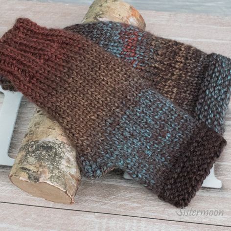 Krótkie mitenki Brąz i Teal