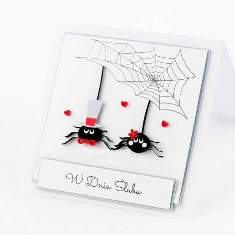Kartka z okazji ślubu pająki 