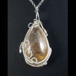 Kwarc, Srebrny wisior z kwarcem z rutylem - Sterling silver pendant with Rutilated Quartz golden hair crystal gift for her gift for mom perfect present artisan handcrafted jewelry